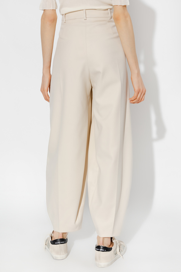 Cream 'Carlien' pleat - front trousers Microbyte By Malene